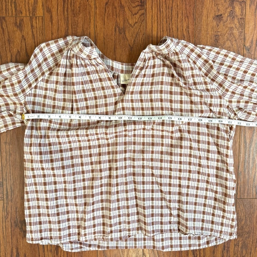 Universal Thread Plaid V-Neck Boho Peasant Blouse Size Extra Small - Picture 14 of 16
